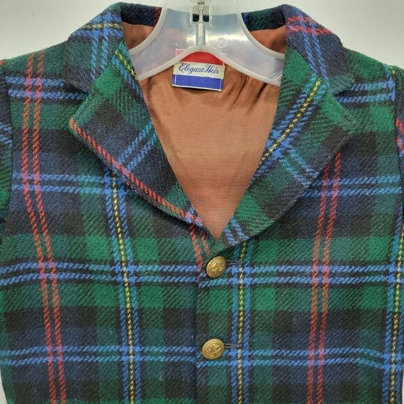 Vintage Sakowitz Elegant Heir Wool Plaid Lined Children's Suit Jacket Blazer - Picture 3 of 15